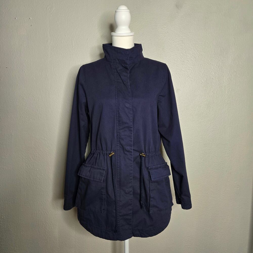 Classic Navy Blue Cotton Utility Jacket Size Small Casual Wardrobe Staple